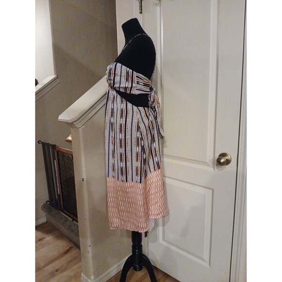 By Anthropologie Bare Cutout Bandeau Maxi Dress Geometric Stripes Coastal Hippie - Picture 4 of 12